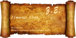 Zimonyi Elek névjegykártya