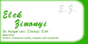 elek zimonyi business card